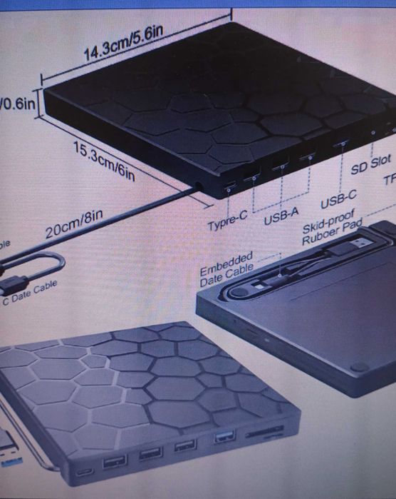 зовнішній привод CD/DVD з 8 функціями