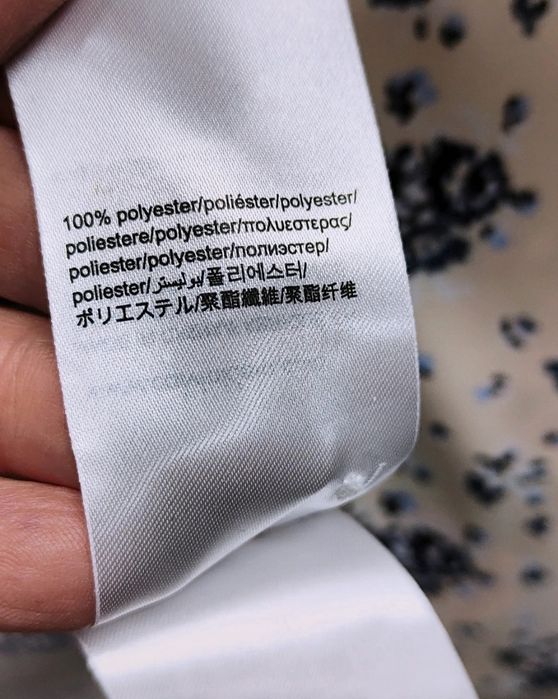 Oryginalna sukienka na lato beżowa w drobne kwiatki guma guziki nowa