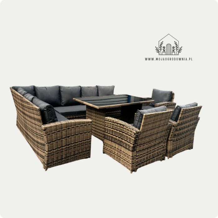 Wypoczynek ogrodowy /Narożnik + fotele / Technorattan/ 9 os / 4 kolory