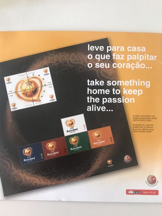 Filatelia Colecção de 9 Selos Postais relativos ao EURO 2004.