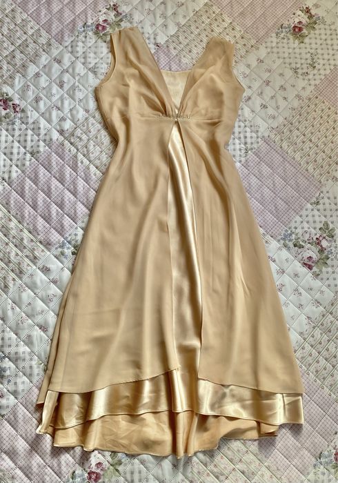Długa sukienka na ramiączka M 38 vintage mesh