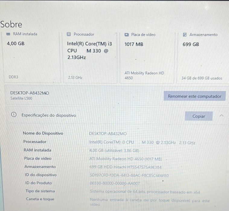 Toshiba portateis Pentium_P6200 i3