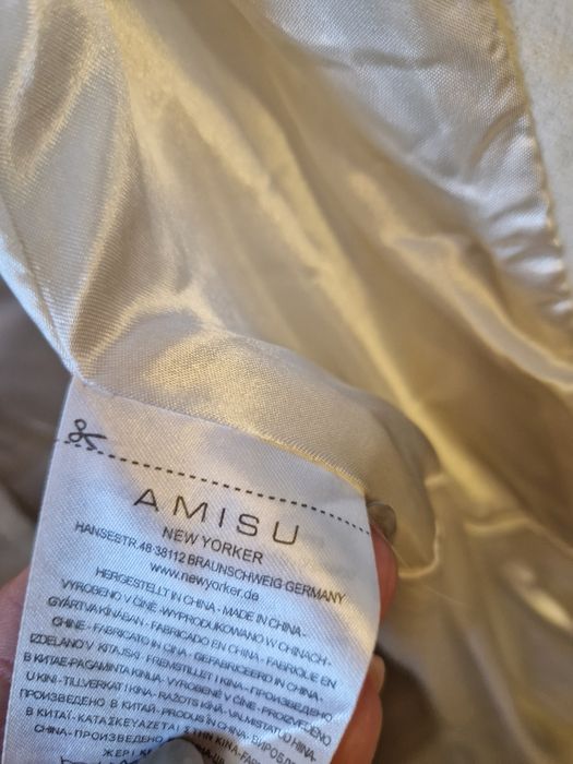 Płaszczyk XS, 34. Amisu, New Yorker.  Kremowy. Damski, młodzieżowy