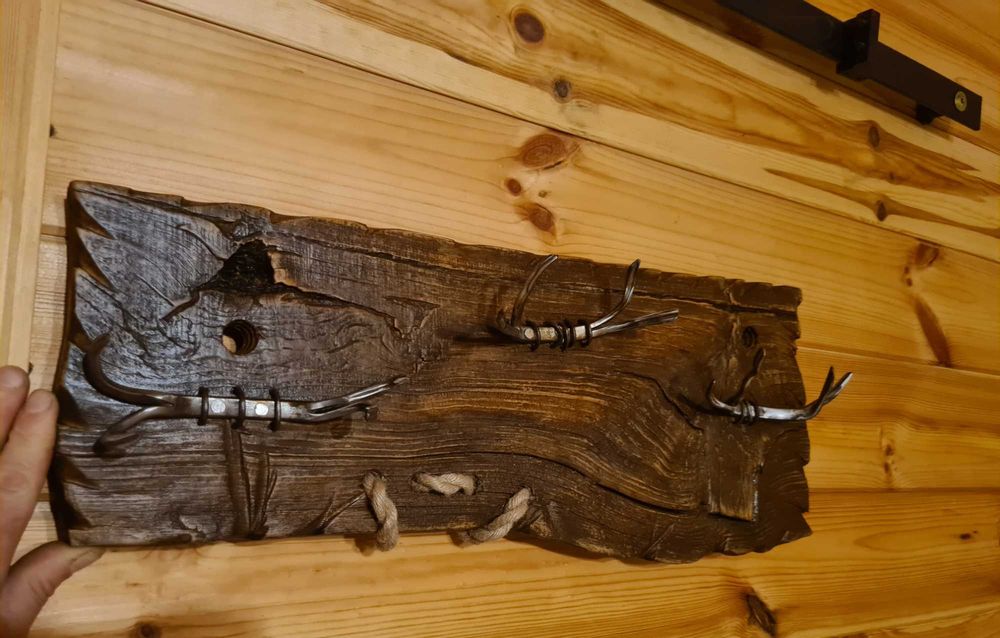 Wieszak rustykalny loft ze starego drewna