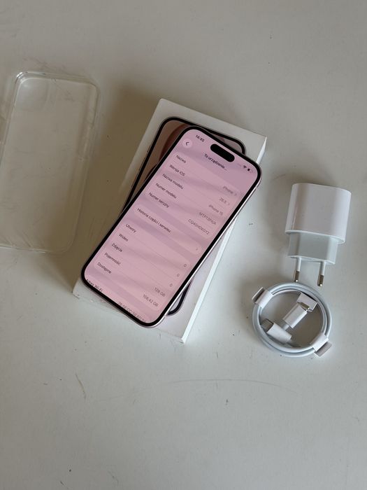 iPhone 15 128gb różowy bateria 100% komplet