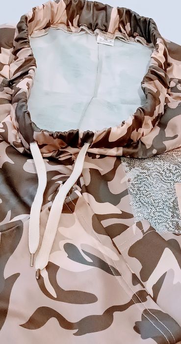 Piżama Dres Damski z Kieszeniami Dwuczęściowy Moro Morelowy r. XL Nowy