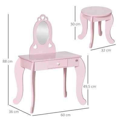 Toucador Infantil com Banco e Espelho Estilo Princesa Móvel Criança