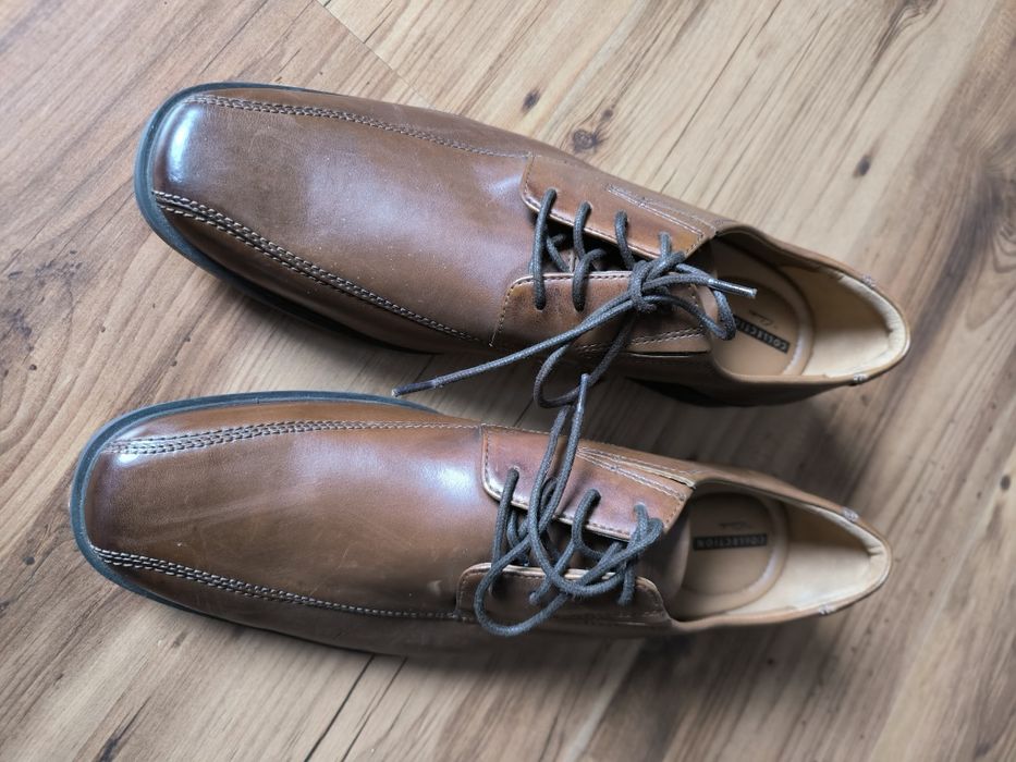 Clarks buty męskie eleganckie 44 1/2 brązowe półbuty skórzane soft