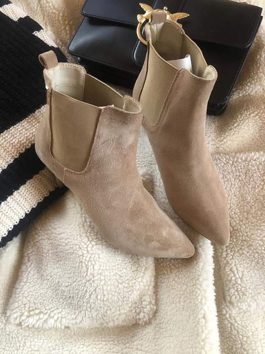 Eleganckie botki skóra skóra naturalna