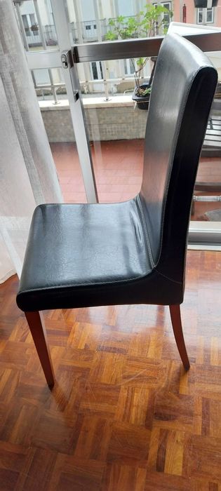 6 Cadeiras de sala em cerejeira e couro