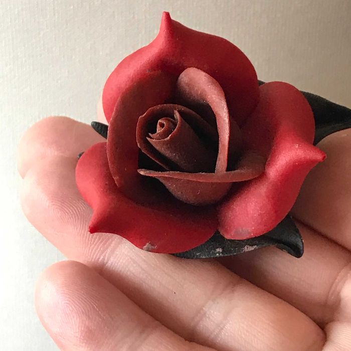 Stara broszka lata 80 czerwona róża brosza  vintage retro