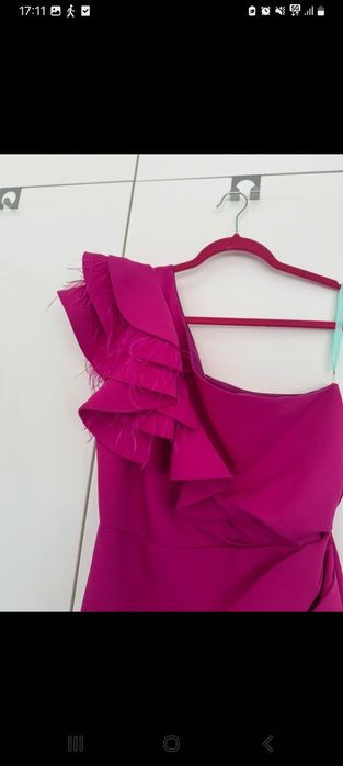 Sukienka wesele ślub bal piórka fukcja XL