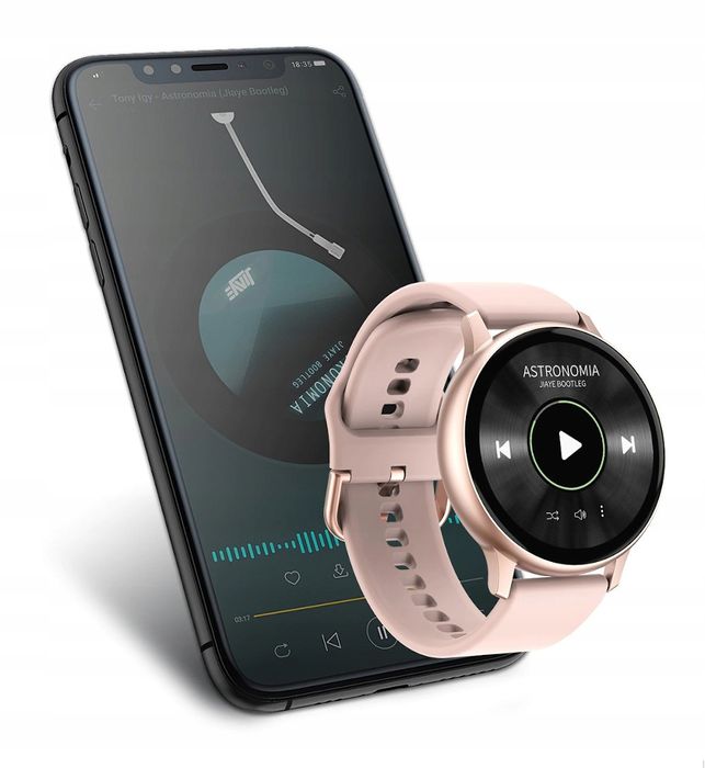 Smartwatch Damski Zegarek Puls Kroki Pasek Gratis - Różowy