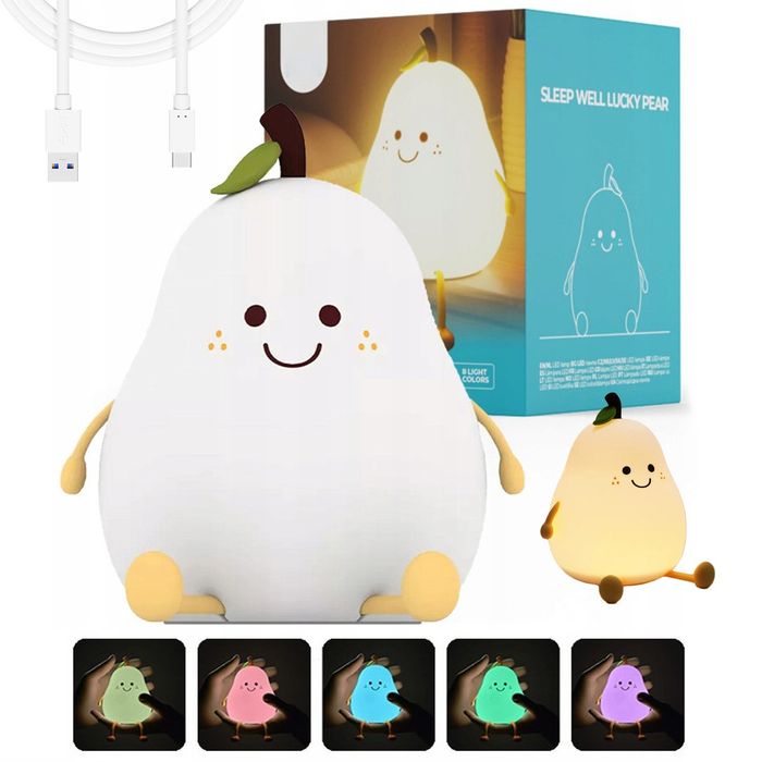 Lampka nocna LED w kształcie gruszki, akumulator USB