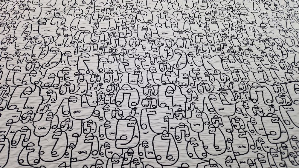 Dzianina biało-czarna wzór szer.157 cm.