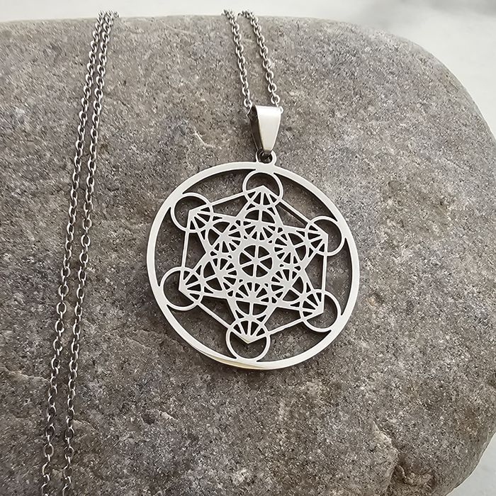 Colar "Cubo de Metatron" aço inoxidável