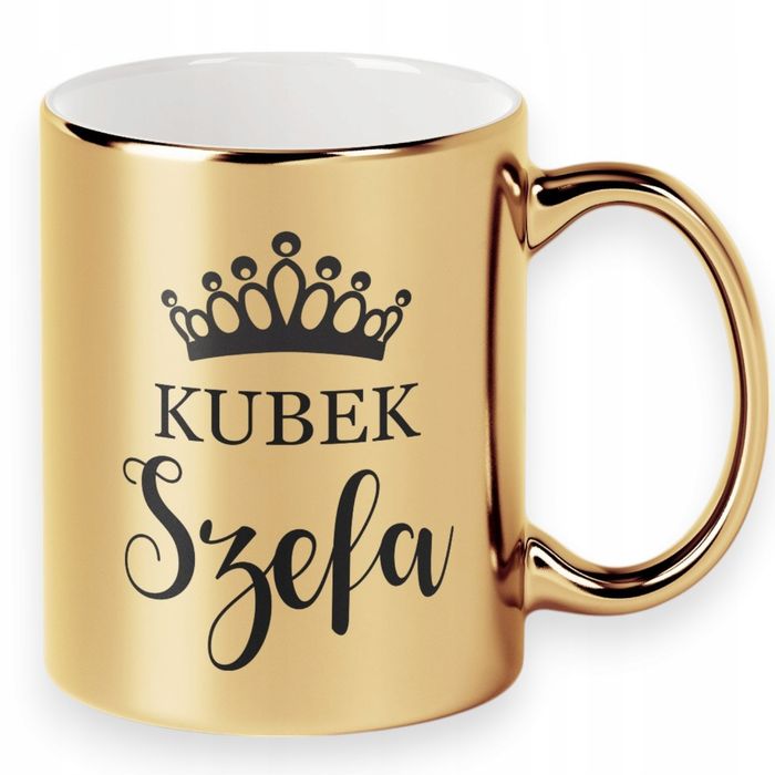 Kubek złoty elegancki korona złoty prezent dla szefa szef urodziny N50