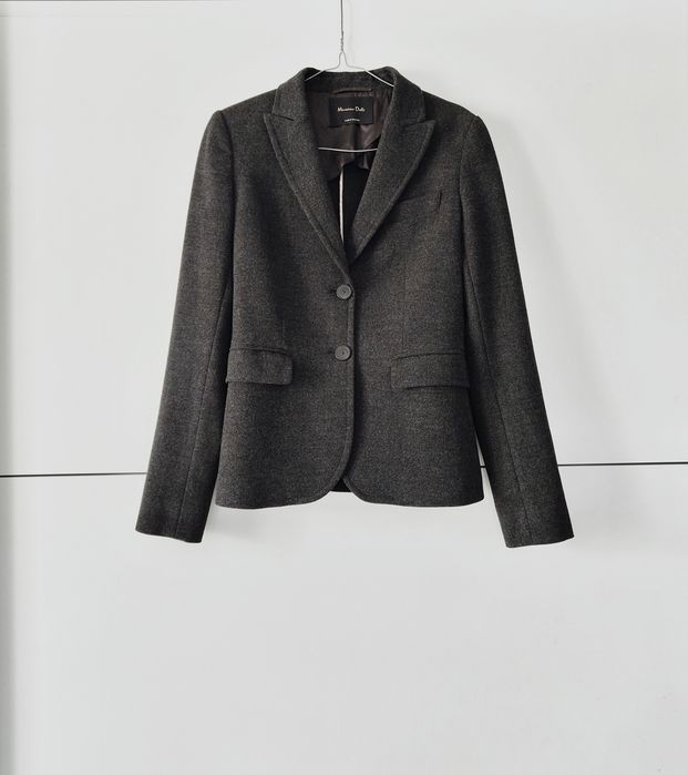 Garnitur damski Massimo dutti 36 S szary antracytowy kinowym marynarka spodnie wiskozowy