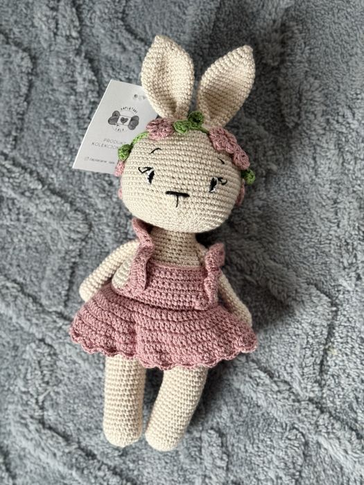Szydelkowa przytulanka kroliczek - 100% bawelna - handmade