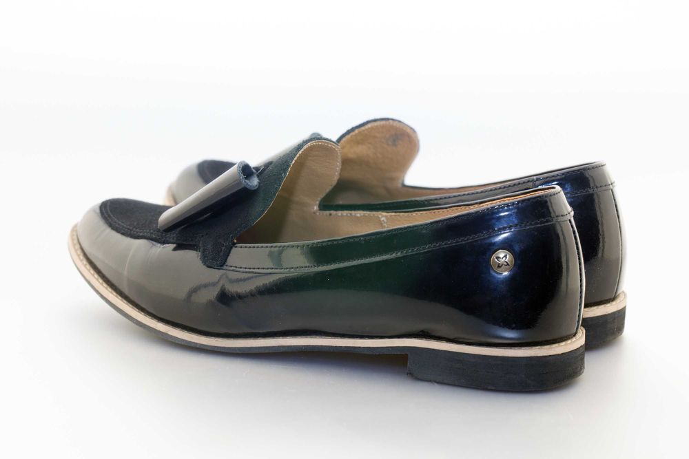 Maciejka Lordsy Skóra Naturalna Z Kokardką Czarne