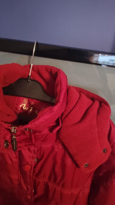Kurtka 38/40 bordowa jesienna z kapturem