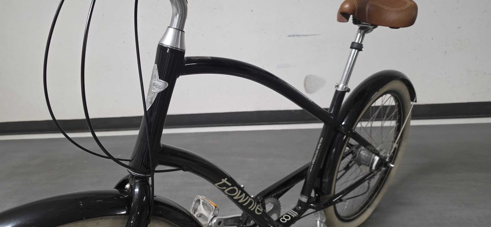 ROWER ELECTRA TOWNIE 8 męski czarny elementy skórzane