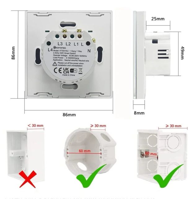 Inteligentny włącznik światła Smart WiFi dotykowy POJEDYNCZY