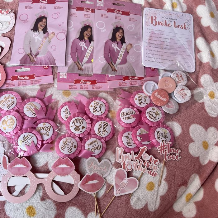 Cały zestaw bride to be przypinki okulary papierowe akcesoria wyprzeda