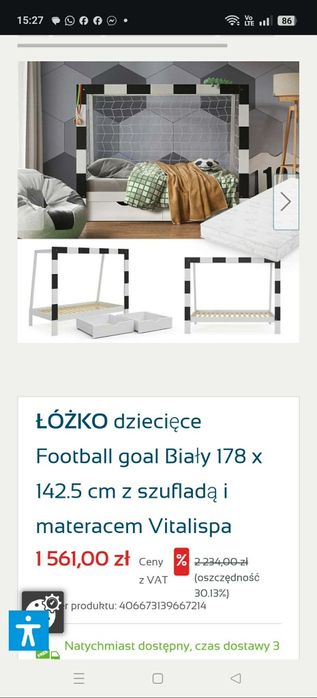 Łóżko bramka piłkarska