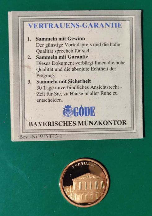 Rara Moeda Medalha Proof de ouro 50 euros - 2.835  gr - 14 K - 1996