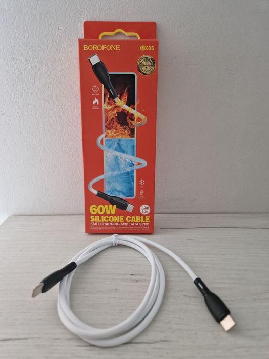 Borofone Kabel BX86 Advantage - Typ C na Typ C - 60W 1 metr biały