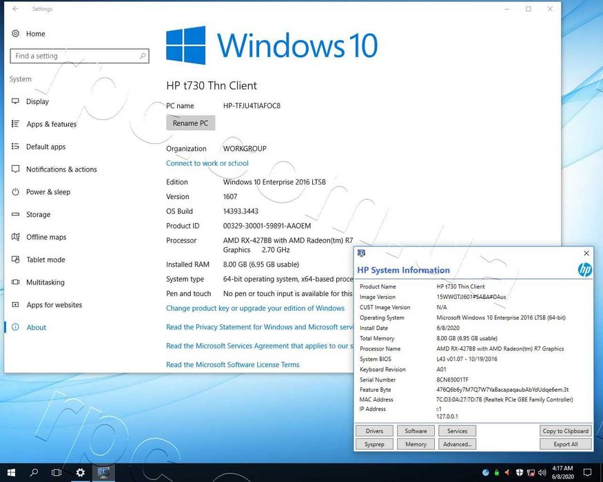 Міні-ПК HP T730 (AMD RX-427BB, 8Gb DDR3, 64Gb SSD, Radeon R7) Неттоп