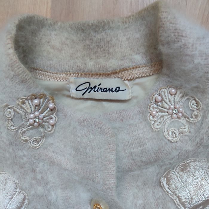 Sweter angora PRL aplikacje na podszewce