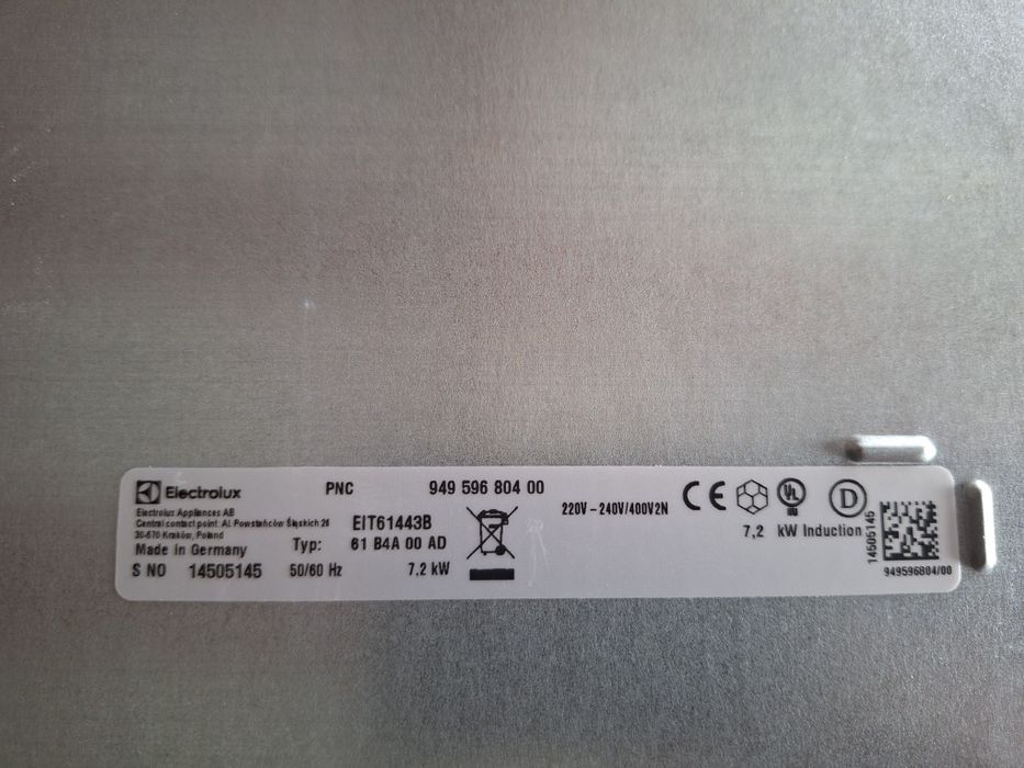Plyta indukcyjna electrolux eit 61443 b slim