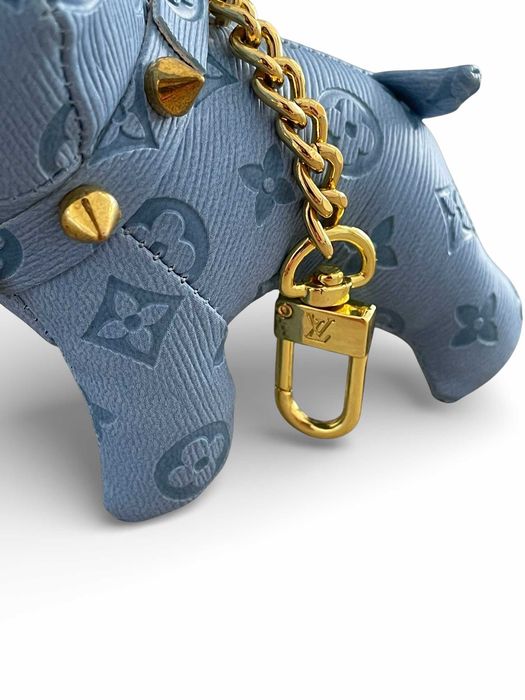 Brelok louis vuitton lv piesek buldog monogram niebieski