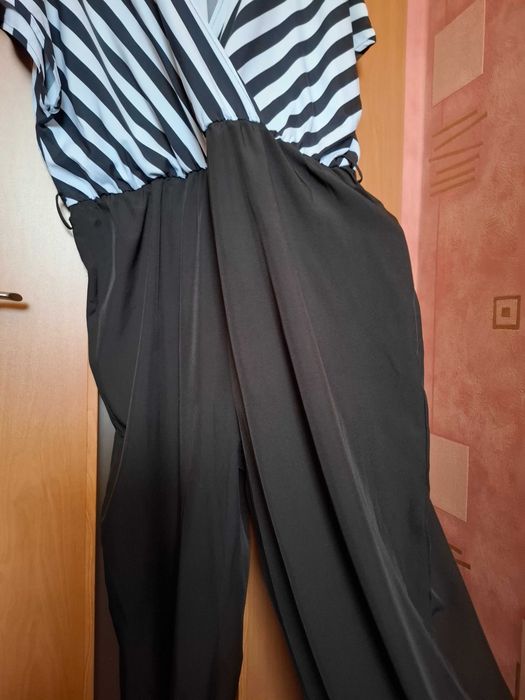 Kombinezon czarny jak nowy góra w paski szerokie nogawki Shein 3XL