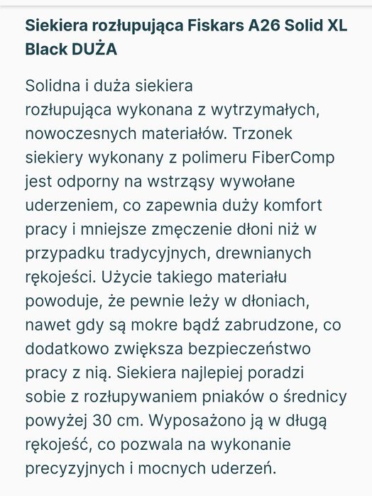 Siekiera rozłupująca FISKARS A26.