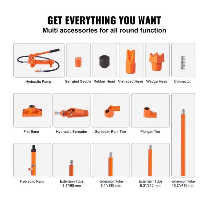D45B- Bomba hidráulica macaco 4 T, pneumático 125 mm haste incluida