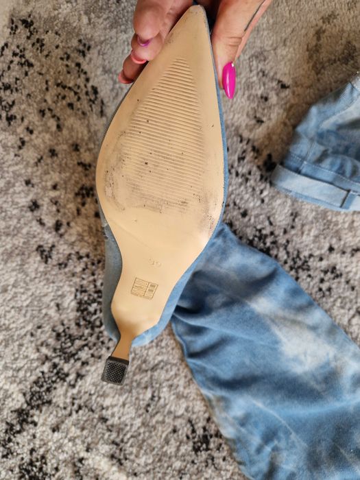 Kozaki  damskie  muszkieterki  jeansowe 39