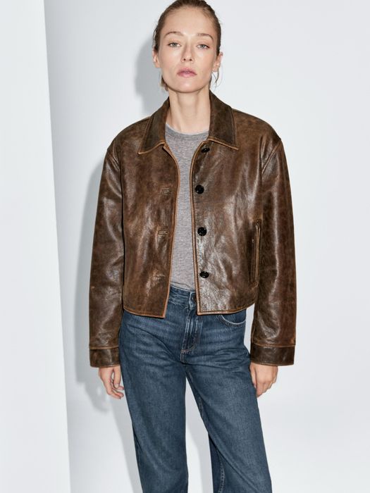 Нова Шкіряна куртка S Massimo dutti