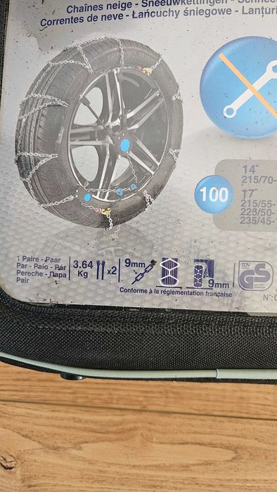 Łańcuchy śniegowe Norauto 100 - 9mm NOWE- NIEUŻYWANE