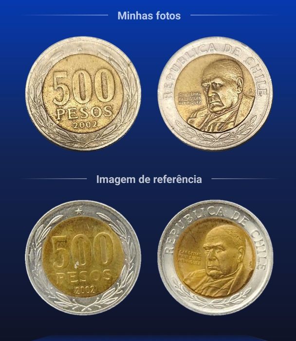 2 Moedas do Chile  500 pesos ,bimetalica