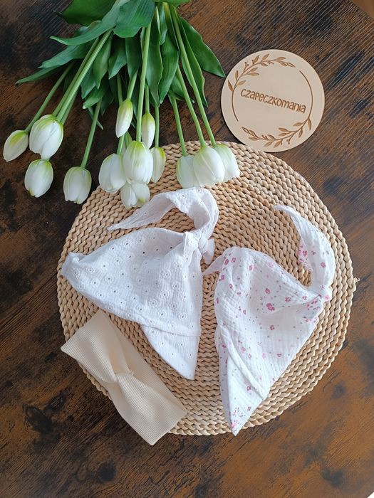 Chustki muślinowe+ opaska handmade