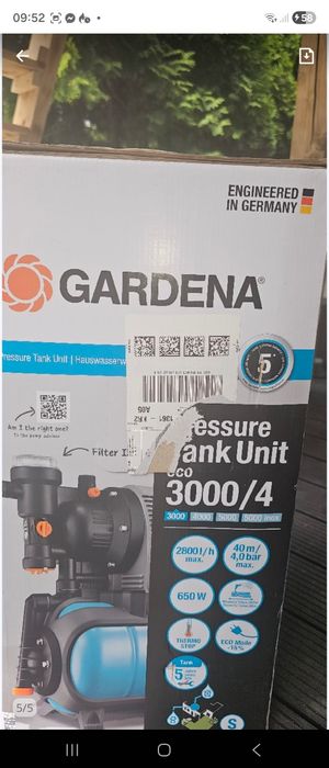 Nowy zestaw hydrofor Gardena tank unit 3000/4 eco