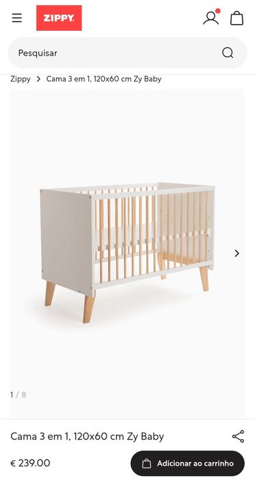Berço Cama 3 em 1, 120x60 cm Zy Baby