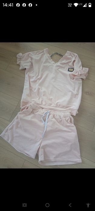 Komplet welurowy dres krotki