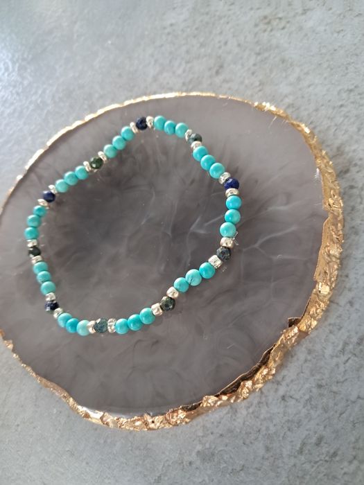 Bransoletka na gumce turkusowa
