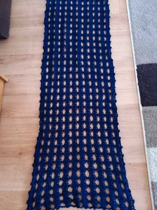 Nowy granatowy szalik ręcznie robiony, szal hand made kod110