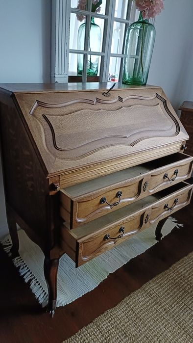 Sekretarzyk drewniany biurko komoda