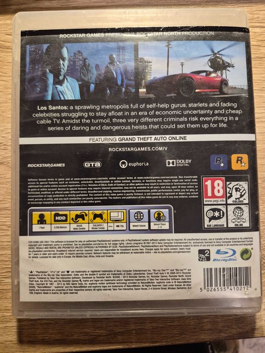 Gra GTA V , PS3 - pudełkowa, stan dobry + mapą papierowa
